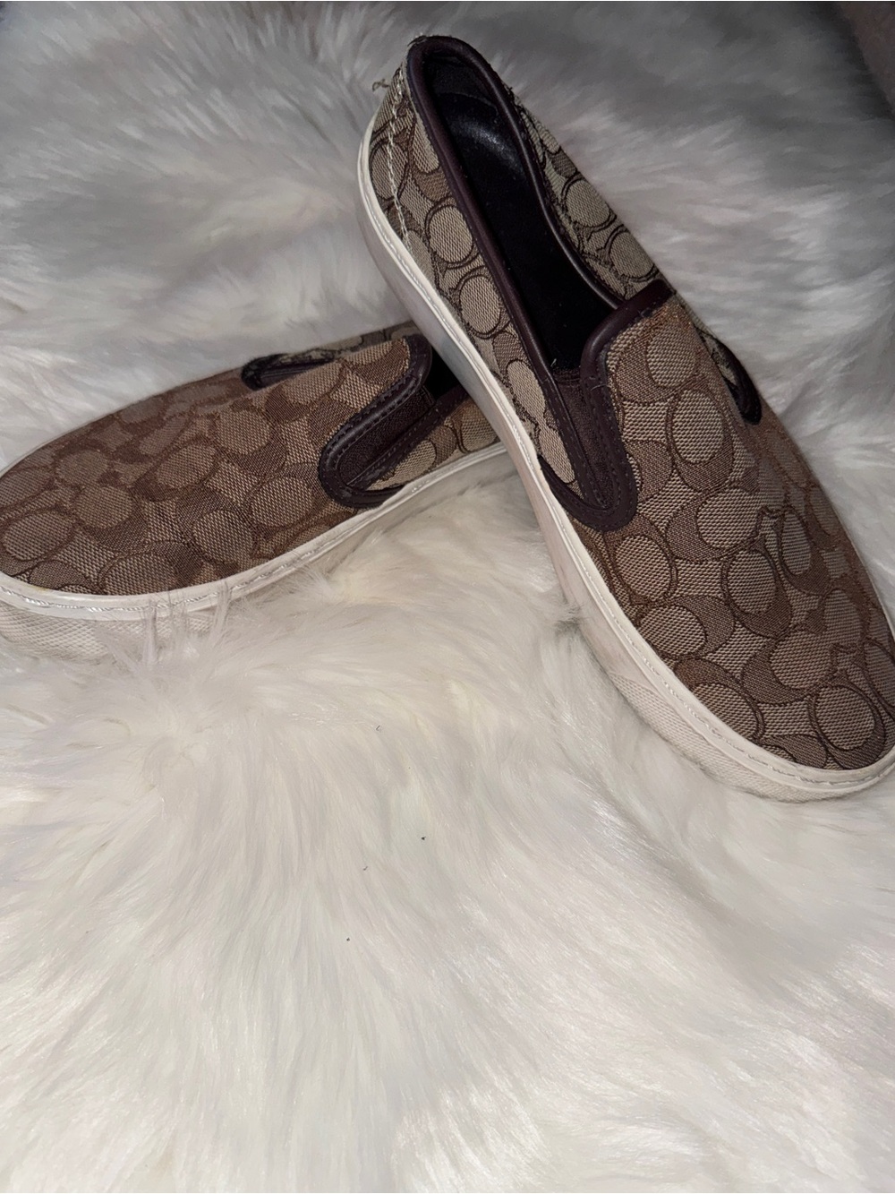 Coach Brown Monogram Slip-On Shoes